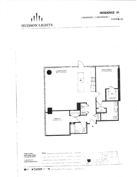 Floor plan for 2 beds, 2 baths, 1237 sqft